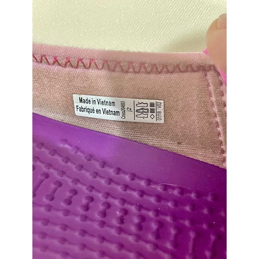 Crocs Girls Pink Purple Polka Dot Mary Jane Flats Shoes 204693 Size J2 Coquette